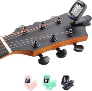 AXLOFO Clip On Guitar Tuner, LCD Display, 360 Rotating