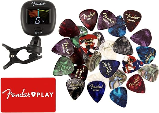 Fender Clip-On Tuner Bundle with Pick Sampler