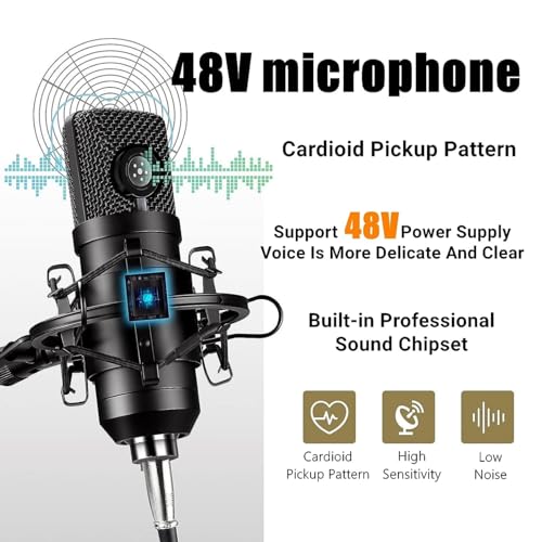CofeLife Podcast Equipment Bundle, 48V Condenser Microphone - Image 2