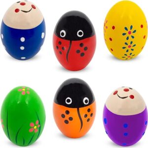 Homily Colorful Wooden Maracas For Kids 6-Pack