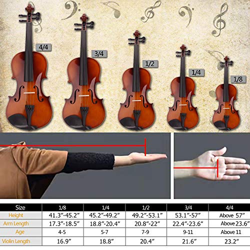 CooFel Violin Fiddle Full Size with Case (4/4, Black) - Image 3