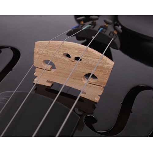 CooFel Violin Fiddle Full Size with Case (4/4, Black) - Image 5