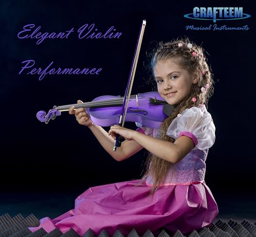 CRAFTEEM Purple 1/4 Fiddle Premium Violin Outfit - Image 3