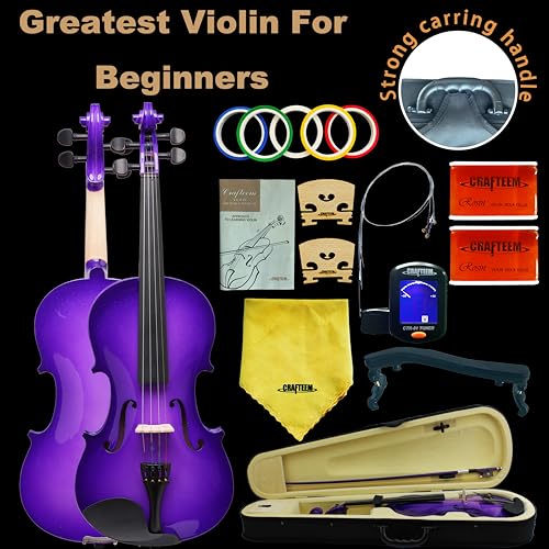 CRAFTEEM Purple 1/4 Fiddle Premium Violin Outfit - Image 4