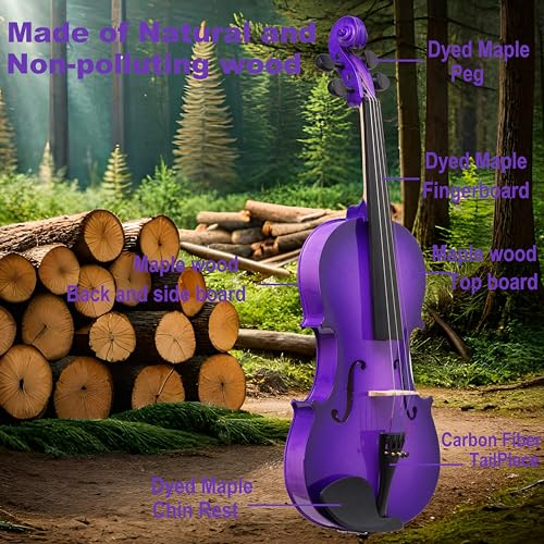 CRAFTEEM Purple 1/4 Fiddle Premium Violin Outfit - Image 2