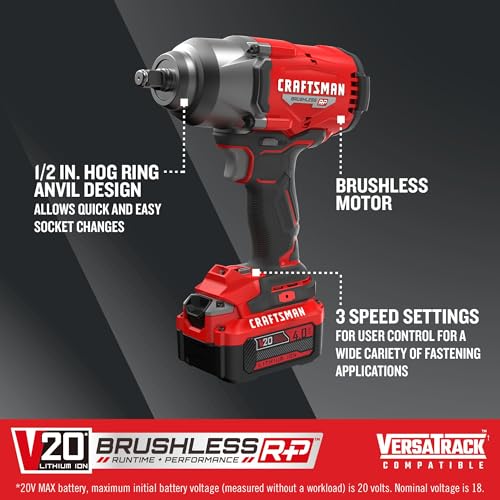 CRAFTSMAN Impact Wrench, Cordless, High Torque (CMCF940M1) - Image 2