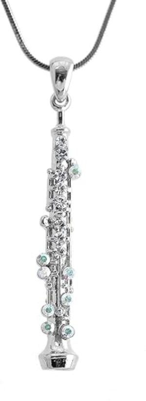 Spinningdaisy Crystal Oboe Music Instrument Necklace