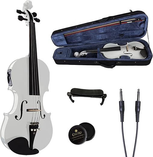 Cecilio CVNAE-White Ebony Acoustic/Electric Violin