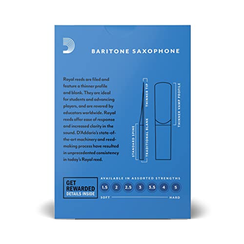 D'Addario Royal Baritone Saxophone Reeds, Strength 2.0 - Image 3