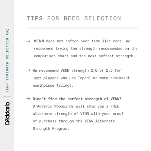 D'Addario VENN G2 Synthetic Tenor Sax Reeds Strength 2.5 - Image 4
