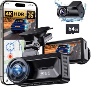 COOLCRAZY Dash Cam Front And Rear, 4K Dual
