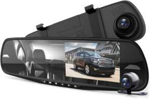 Pyle Dash Cam Rearview Mirror – 1080p Dual Camera