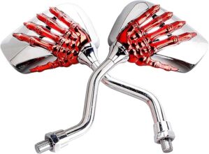 Heart Horse Distinctive Skull Skeleton Hand Rearview Mirror (Red)