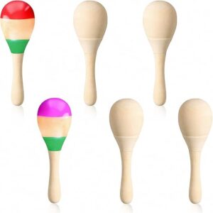 Leitee DIY Mini Wooden Maracas Rattles Egg Shaker