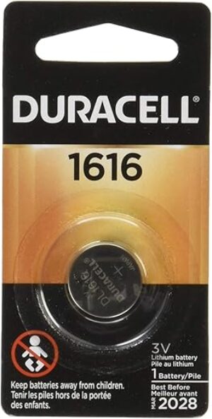 DURACELL DL1616BPK Lithium Coin Battery, 3V, 1616