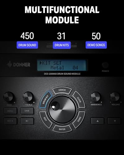 Donner DED-200 MAX Electronic Drum Set, Mesh Heads - Image 4