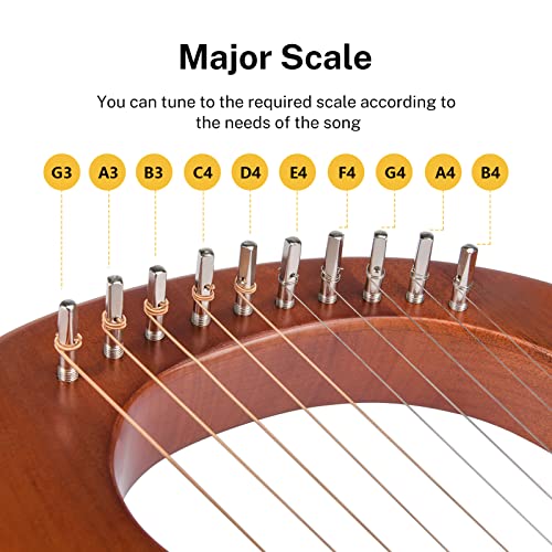 Donner Lyre Harp DLH-002, 10 Strings Mahogany - Image 4