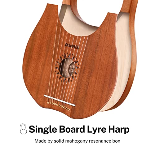 Donner Lyre Harp DLH-002, 10 Strings Mahogany - Image 5