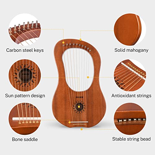 Donner Lyre Harp DLH-002, 10 Strings Mahogany - Image 2