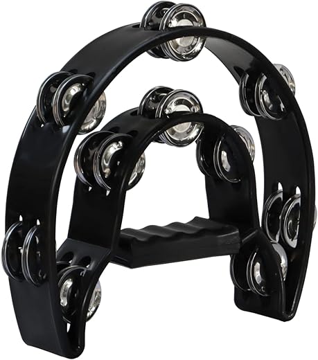 Bealuffe Double Row Handheld Tambourine Black
