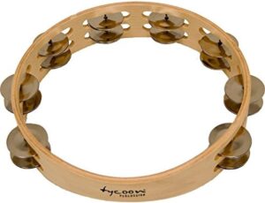 Tycoon Percussion Double Row Wooden Tambourine Brass Jingles
