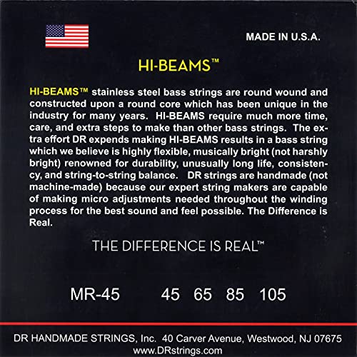 DR Strings Hi-Beams Stainless Steel Bass Strings 45-105 - Image 2