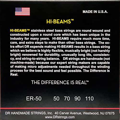 DR Strings Hi-Beams Stainless Steel Bass Strings 50-110 - Image 3