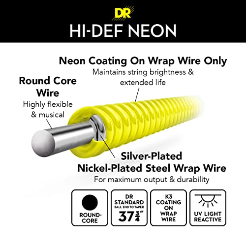 DR Strings Hi-Def Neon Bass Guitar Strings NYB-40 - Image 3