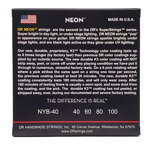 DR Strings Hi-Def Neon Bass Guitar Strings NYB-40 - Image 2