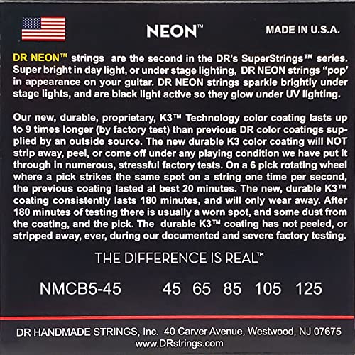 DR Strings Hi-Def Neon Bass Strings (NMCB5-45) - Image 3