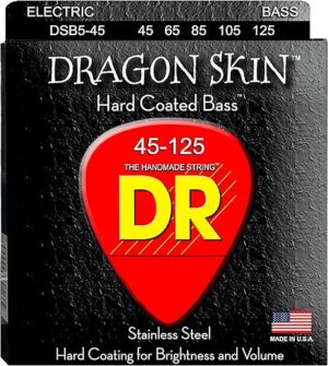 DR Strings Dragon Skin Clear Coated Bass Strings, DSB5-45