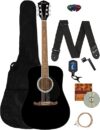 Fender Dreadnought Acoustic Guitar Black Bundle