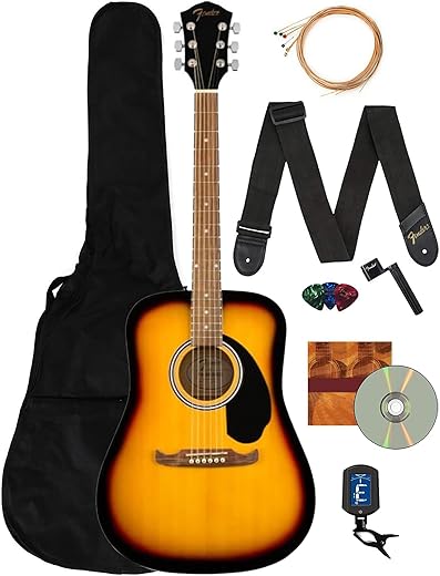 Fender Dreadnought Acoustic Guitar Sunburst Bundle