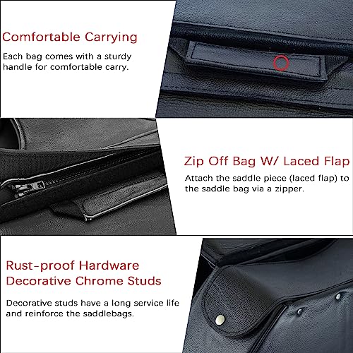Dream Apparel Naked Cowhide Leather Motorcycle Saddlebags (Black) - Image 4