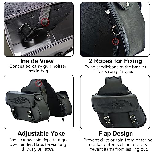 Dream Apparel Naked Cowhide Leather Motorcycle Saddlebags (Black) - Image 5