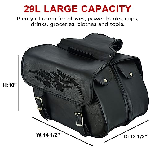 Dream Apparel Naked Cowhide Leather Motorcycle Saddlebags (Black) - Image 2