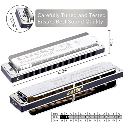 East top Lucky 13 Bass Plus Blues Harmonica - Image 5