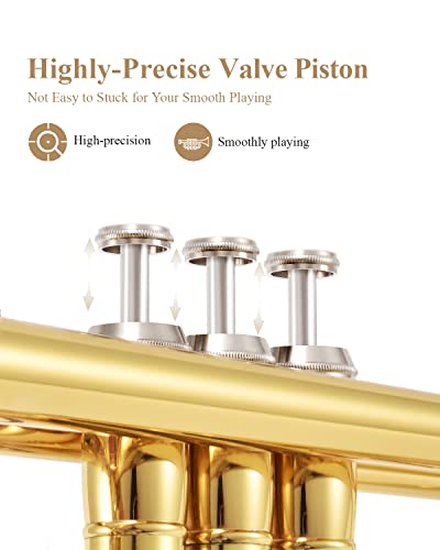 Eastar Bb Standard Trumpet Set, ETR-380, Golden - Image 3