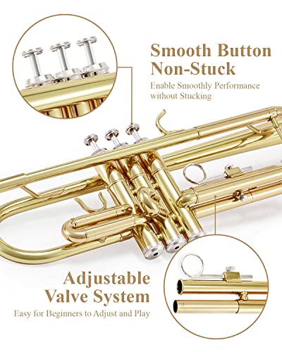 Eastar Bb Standard Trumpet Set, ETR-380, Golden - Image 4