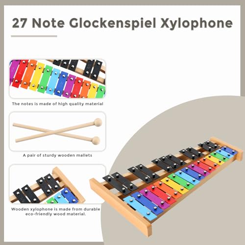 EASTROCK 27 Notes Glockenspiel Xylophone With Beaters - Image 3