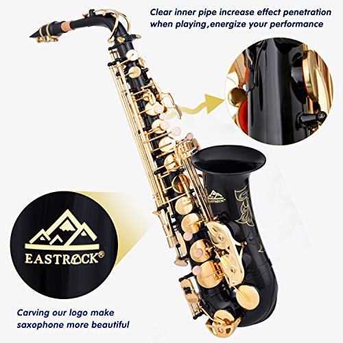EASTROCK Black/Golden Alto Saxophone E Flat Sax Full Kit - Image 3