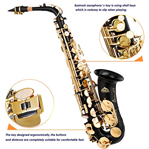 EASTROCK Black/Golden Alto Saxophone E Flat Sax Full Kit - Image 2