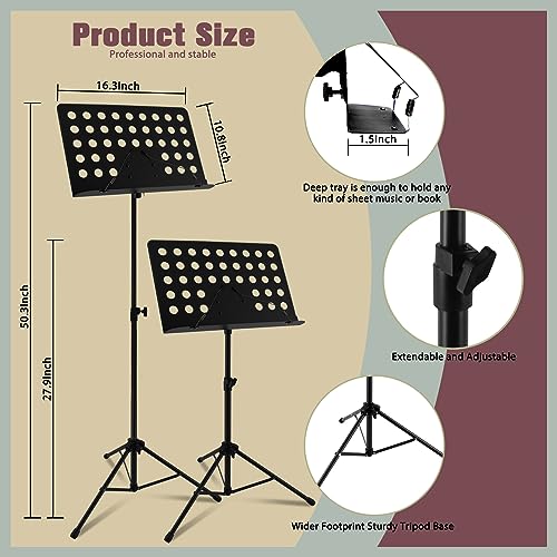 EASTROCK Metal Sheet Music Stand - High Stability Adjustable - Image 2