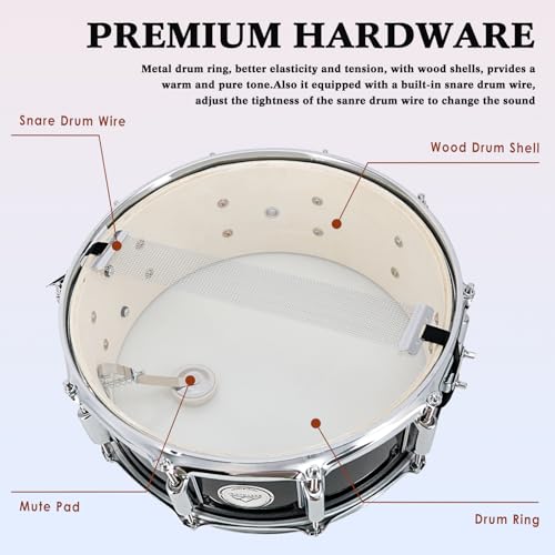 EASTROCK Snare Drum 14x5.5" For Beginners - Image 5