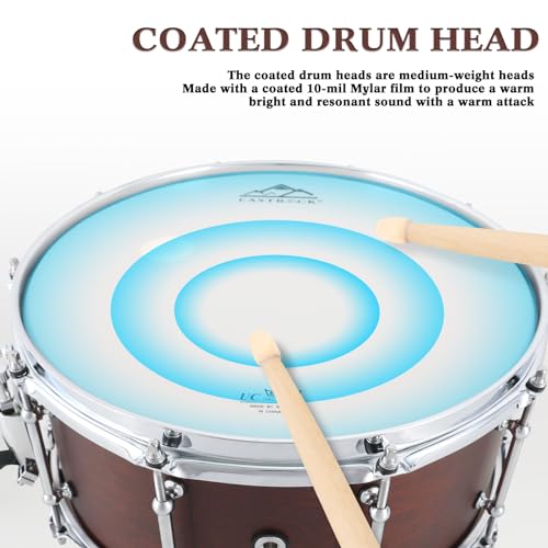 EASTROCK Snare Drum 14x6.5 Reddish Brown Finish - Image 4