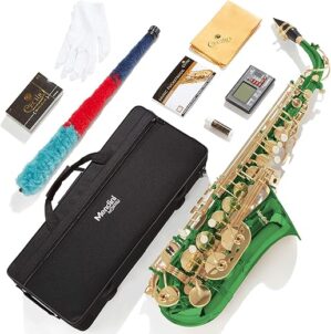 Mendini by Cecilio Eb Alto Saxophone – Case, Tuner, Reeds