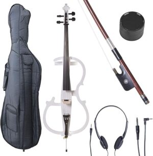 Cecilio Ebony Electric Silent Pearl White Cello 4/4