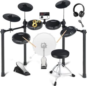 Fesley Electric Drum Set: 5 Drums 3 Cymbals