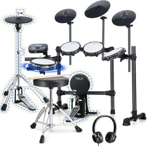 Fesley Electric Drum Set With Quiet Mesh Pads