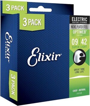 Elixir Electric Guitar Strings, Nickel Plated, Super Light 9-42